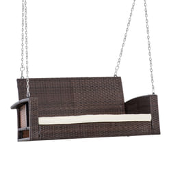 Outsunny 2-person Wicker Swing Chair, Porch Loveseat Garden Hanging