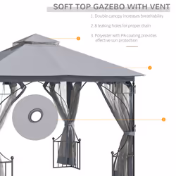 Outsunny Gazebo Party Tent Canopy Sun Shade for Patio Garden 3x3(m)