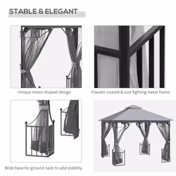 Outsunny Gazebo Party Tent Canopy Sun Shade for Patio Garden 3x3(m)