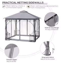 Outsunny Gazebo Party Tent Canopy Sun Shade for Patio Garden 3x3(m) - Additional view 4