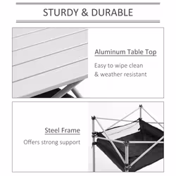 Outsunny Aluminum Camping Table Folding Table Picnic Table w/ Mesh  Bag, Silver - Additional view 4