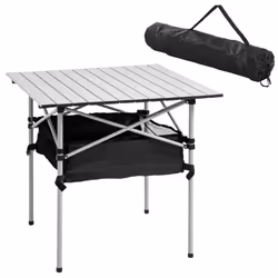 Outsunny Aluminum Camping Table Folding Table Picnic Table w/ Mesh  Bag, Silver - Additional view 8