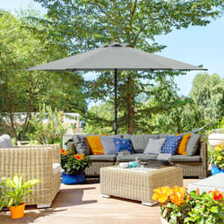 Outsunny 2.8m Patio Umbrella Parasol Outdoor Table Umbrella 6 Ribs Dark Grey