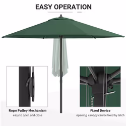 Outsunny 2.8m Patio Umbrella Parasol Outdoor Table Umbrella 6 Ribs Green