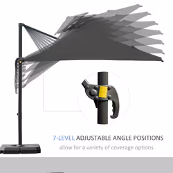 Outsunny 360 Cantilever Parasol Roma Umbrella w/ Base Weights, Dark Grey