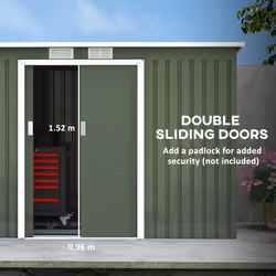 Outsunny 9 x 4FT Metal Garden Storage Shed w/ 2 Door, Light Green