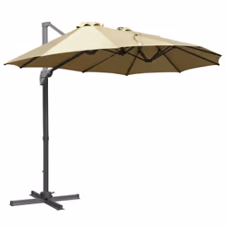 Outsunny 4.5Â m Double Garden Parasol Garden Umbrella w/ Crank Handle Khaki