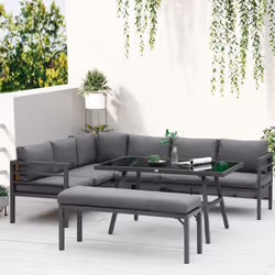 OutsunnyÂ 8-SeaterÂ Aluminium Garden Dining Sofa Furniture Set with Cushions