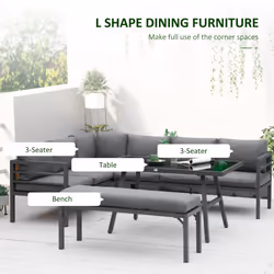 OutsunnyÂ 8-SeaterÂ Aluminium Garden Dining Sofa Furniture Set with Cushions