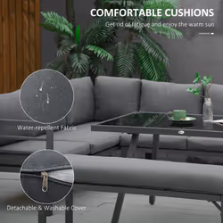 OutsunnyÂ 8-SeaterÂ Aluminium Garden Dining Sofa Furniture Set with Cushions - Additional view 4