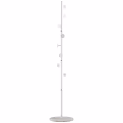 HOMCOM Steel Coat Stand Rack Marble Base 8 Hook for Living Room Entryway,White