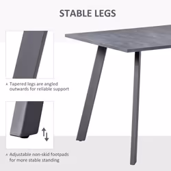 HOMCOM Modern Rectangular Dining Table with Metal Legs Indoor, Dark Grey