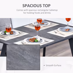 HOMCOM Modern Rectangular Dining Table with Metal Legs Indoor, Dark Grey - Additional view 4