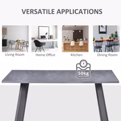 HOMCOM Modern Rectangular Dining Table with Metal Legs Indoor, Dark Grey - Additional view 5