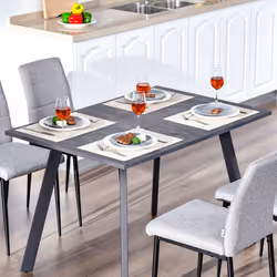 HOMCOM Modern Rectangular Dining Table with Metal Legs Indoor, Dark Grey - Additional view 6