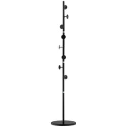 HOMCOM Steel Coat Stand Rack Marble Base 8 Hook for Living Room Entryway,Black