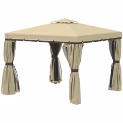 Outsunny 3 x 3(m) Patio Gazebo Garden Shelter w/ Mosquito Netting, Beige - Additional view 4