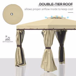 Outsunny 3 x 3(m) Patio Gazebo Garden Shelter w/ Mosquito Netting, Beige - Additional view 6