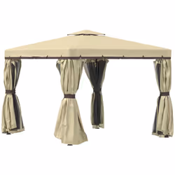 Outsunny 3 x 3(m) Patio Gazebo Garden Shelter w/ Mosquito Netting, Beige - Additional view 8