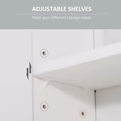 kleankin Bathroom Mirror Cabinet Wall Mount Storage Organizer w/ Door, White - Additional view 5