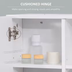 kleankin Bathroom Mirror Cabinet Wall Mount Storage Organizer w/ Door, White - Additional view 6