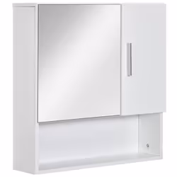 kleankin Bathroom Mirror Cabinet Wall Mount Storage Organizer w/ Door, White - Additional view 8