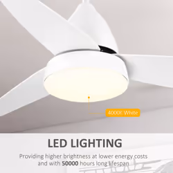 HOMCOM Reversible Ceiling Fan with Light, 3 Blades, Mount Lighting - Additional view 4