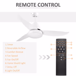 HOMCOM Reversible Ceiling Fan with Light, 3 Blades, Mount Lighting - Additional view 6