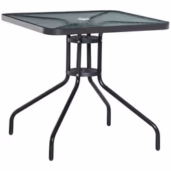 Outsunny Square Patio Table, Tempered Glass Top Garden Dining Table