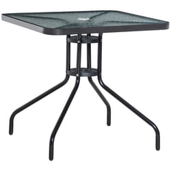 Outsunny Square Patio Table, Tempered Glass Top Garden Dining Table