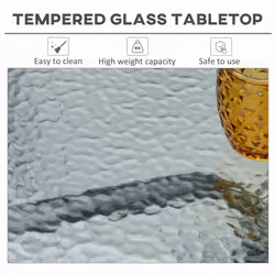 Outsunny Square Patio Table, Tempered Glass Top Garden Dining Table - Additional view 4