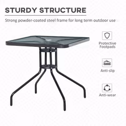 Outsunny Square Patio Table, Tempered Glass Top Garden Dining Table - Additional view 5