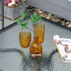 Outsunny Square Patio Table, Tempered Glass Top Garden Dining Table - Additional view 6