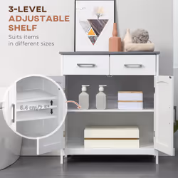 kleankin Freestanding Bathroom Cabinet with 2 Drawers 2 Doors Adjustable Shelf