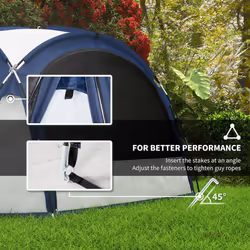 Outsunny Dome Tent for 6-8 Person Camping Tent w/ Zipped Mesh Doors Lamp Hook
