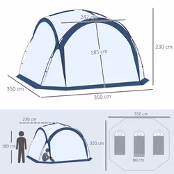 Outsunny Dome Tent for 6-8 Person Camping Tent w/ Zipped Mesh Doors Lamp Hook - Additional view 7