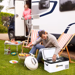 Outsunny 12V Portable Car Refrigerator w/ Inner LED Light Indoor Outdoor, 18L