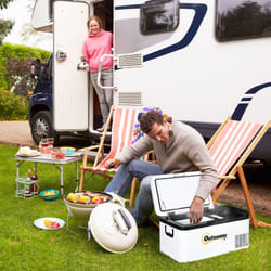 Outsunny 12V Portable Car Refrigerator w/ Inner LED Light Indoor Outdoor, 18L