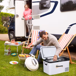 Outsunny 12V Portable Car Refrigerator w/ Inner LED Light Indoor Outdoor, 25L
