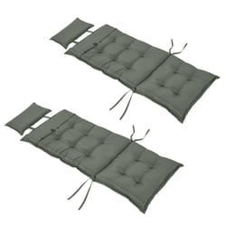 Outsunny 2 Pieces Patio Chair Cushion Set, High Back Seat Pads with Pillow, Grey