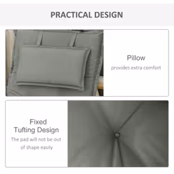 Outsunny 2 Pieces Patio Chair Cushion Set, High Back Seat Pads with Pillow, Grey