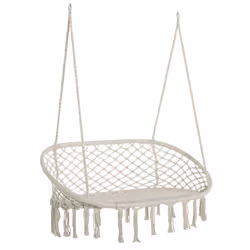Outsunny Hanging Hammock Chair Macrame Seat for Patio Garden White