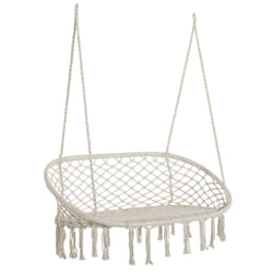 Outsunny Hanging Hammock Chair Macrame Seat for Patio Garden White