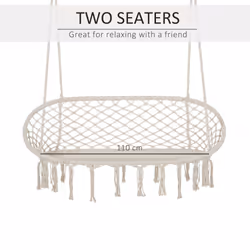 Outsunny Hanging Hammock Chair Macrame Seat for Patio Garden White - Additional view 4