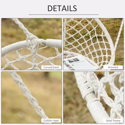 Outsunny Hanging Hammock Chair Macrame Seat for Patio Garden White - Additional view 5