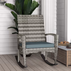 Outsunny Garden Rattan Rocking Chair, Bistro Recliner Rocker Furniture Seater