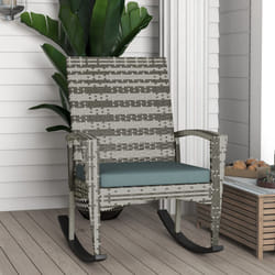 Outsunny Garden Rattan Rocking Chair, Bistro Recliner Rocker Furniture Seater