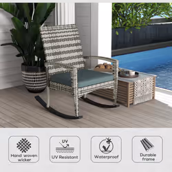 Outsunny Garden Rattan Rocking Chair, Bistro Recliner Rocker Furniture Seater