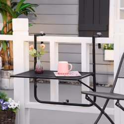 Outsunny Balcony Hanging Table Wall Mount Adjustable Folding Desk Patio Black