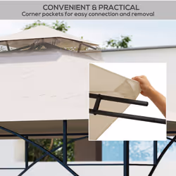 Outsunny Gazebo Canopy Replacement Cover 3 x 3(m) 2-Tier Roof Top for Garden